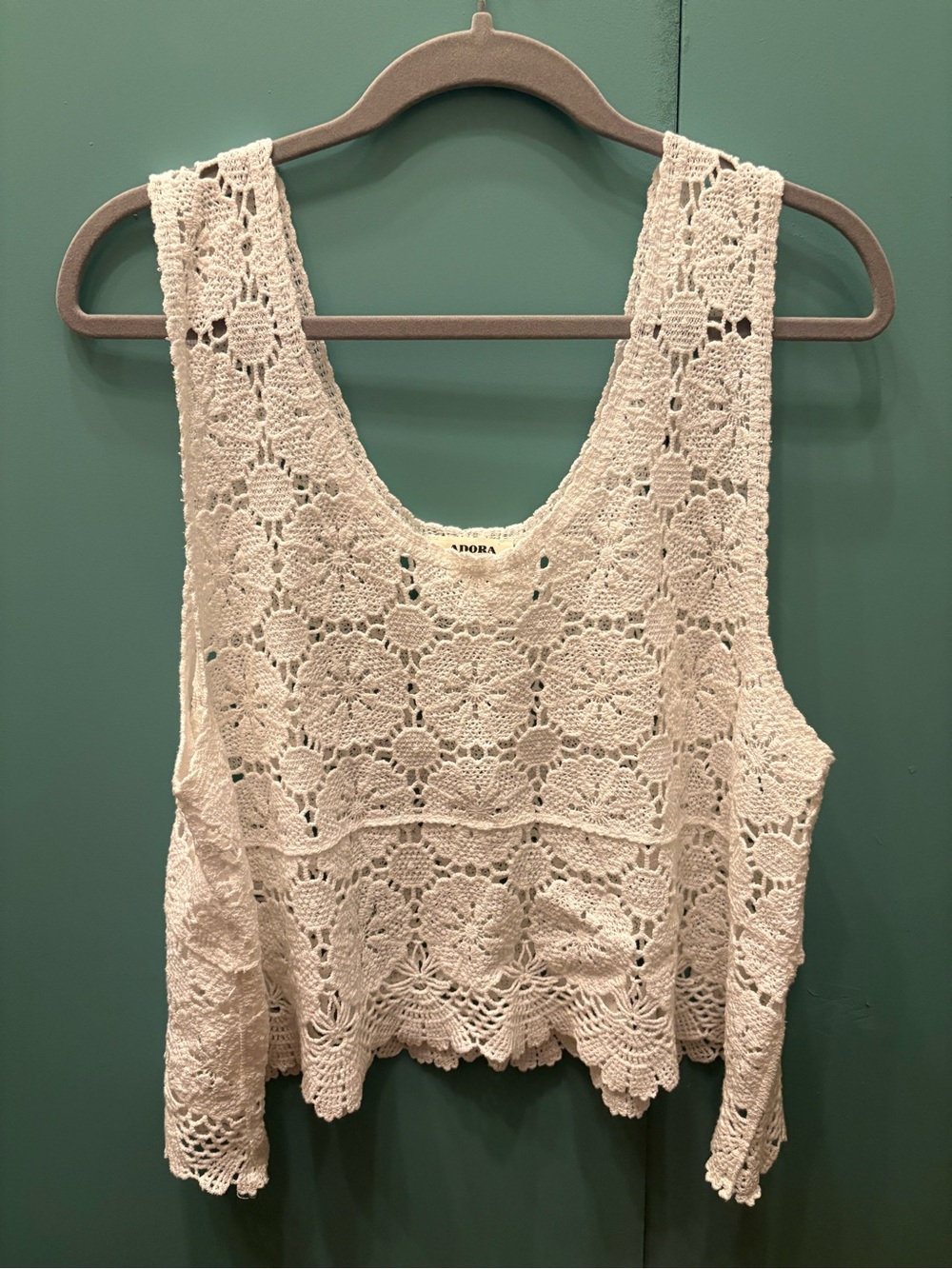 Crochet Lace Tank Top - White
